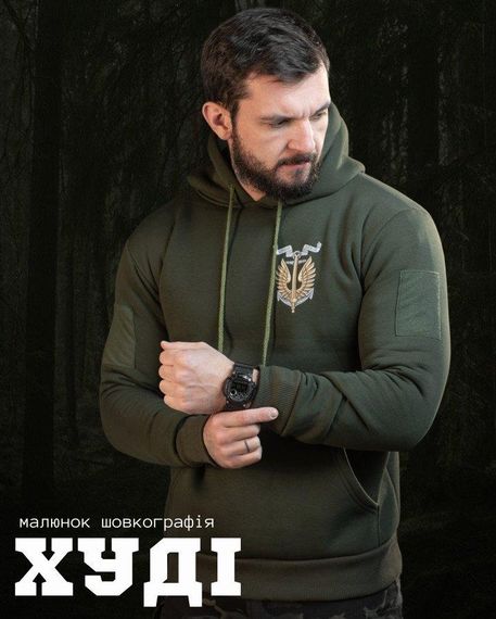 Худи CELEO на флисе  Вірний завжди олива ВТ7987 | Зображення 8