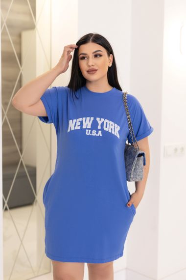 Женское летнее платье-футболка спортивное New York GF7455 цвет синий, размер 46/48