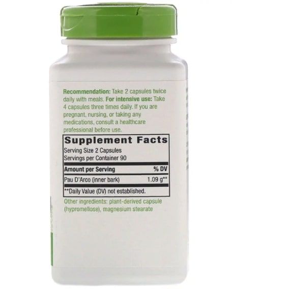 Муравьиное дерево Nature's Way Pau d'Arco Inner Bark 545 mg 180 Veg Caps NWY-15408 | Зображення 1