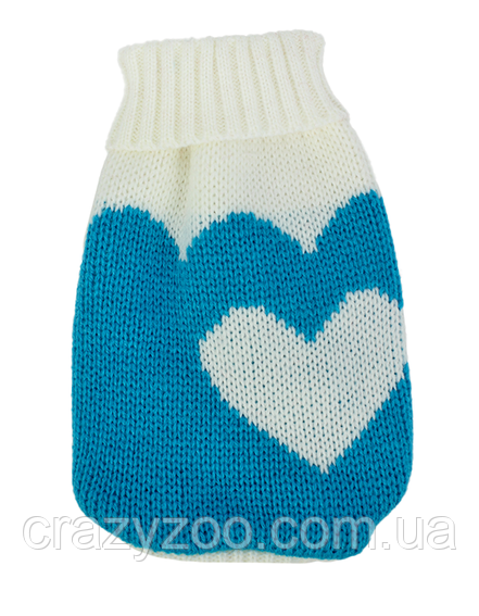 Светр для собак та котів EcoToys Heart M біло-блакитний A: 25 см B: 32 см C: 20 см 6897
