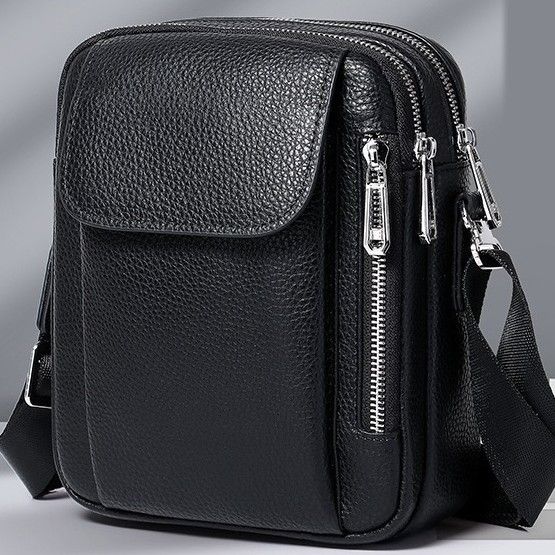 Чоловіча шкіряна сумка-барсетка через плече чорна Bexhill BX-09164