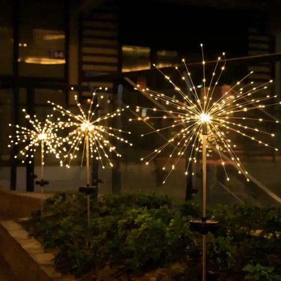 Фонарь садовый Фейерверк газонный на солнечной батарее, 60 led, 8 режимов (2 шт в комплекте) | Зображення 2