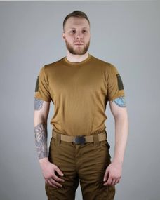 Футболка ULTIMATUM Tactical Койот, чоловіча потовідвідна футболка з липучками-велкро