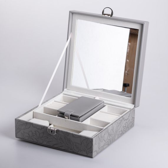 Шкатулка для украшений из эко кожи 2 яруса с замком органайзер для ювелирных изделий | Зображення 1