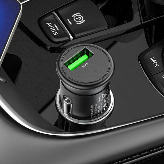 Автомобільний зарядний пристрій HOCO Z43 Mighty single port QC3.0 car charger Black | Зображення 1
