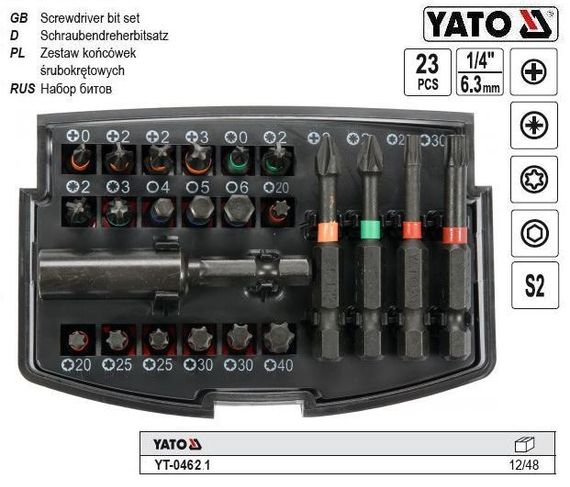 Набор бит насадок отвертки 1/4" 23 штуки YATO YT-04621 | Зображення 1