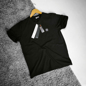 Чоловіча футболка Stone Island чорна (вишивка)