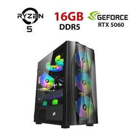 Ігровий ПК 1stPlayer X3-M-4F1 Black Tower / AMD Ryzen 5 8400F (6 (12) ядер по 4,2 - 4,7 ГГц) / 16 ГБ DDR5 / 480 ГБ SSD M.2 / nVidia GeForce RTX 5060, 8 ГБ GDDR7, 128-біт