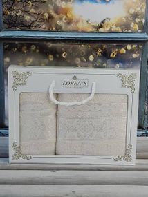 Полотенца Mame krestik krem Махра набор 2шт