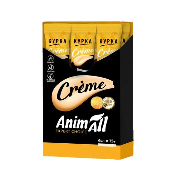 Рідкі ласощі для котів з куркою AnimAll Сreme Chicken, 6 шт х 15 гр