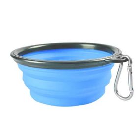 Поїлка-годівниця для тварин подвійна зі складною мискою Pet Drink Bottle Блакитна