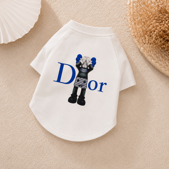 Брендовая футболка для собак Dior Kaws White | Стильная белая одежда для питомцев | Зображення 2