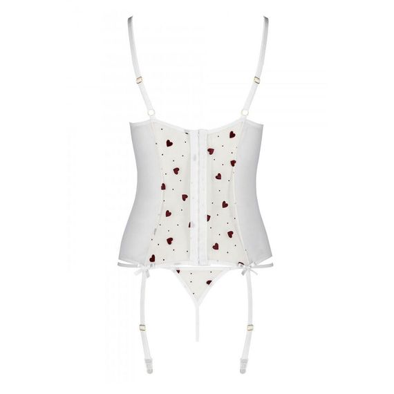 Корсет з підв'язками, стрінги Passion LOVELIA CORSET XXL/XXXL, white | Зображення 5