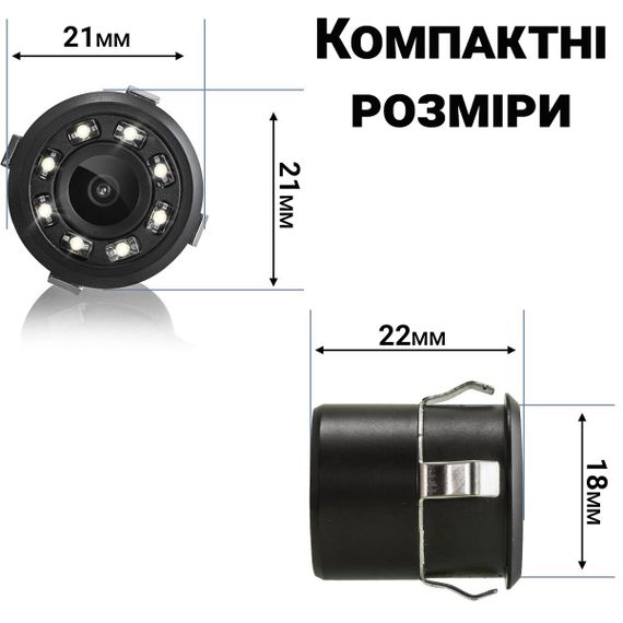 Паркувальна камера заднього виду для автомобіля Podofo K0132A1, вбудовувана, з нічним підвічуванням, IP67, 170° | Зображення 4