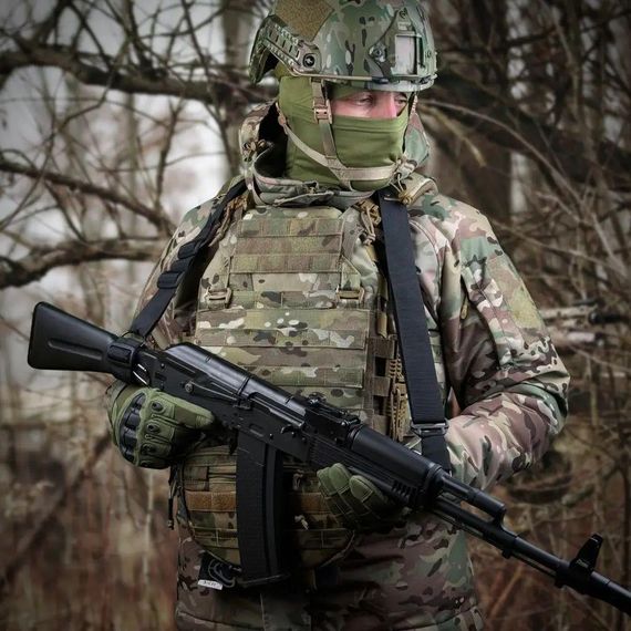 Ремінь  одно/двоточковий для АК, AR   карабіном H&K та за звуження прикладу чорний | Зображення 1