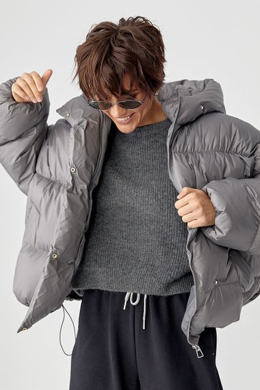 Жіноча тепла куртка оверсайз - сірий цвет, ONE SIZE (є розміри) | Зображення 4