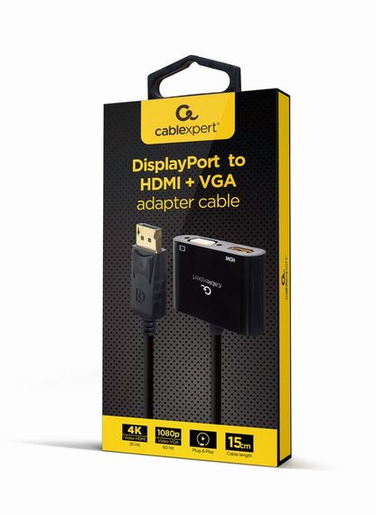 Адаптер-перехідник DisplayPort на HDMI/VGA Cablexpert A-DPM-HDMIFVGAF-01 | Зображення 1