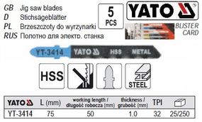 Набір полотно для електролобзика (метал) 32TPI l=75мм 5шт YATO-3414