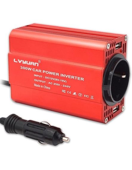 Инвертор автомобильный преобразователь напряжения LVYUAN 300 W + 2 USB порта (к гнезду прикуривателя)