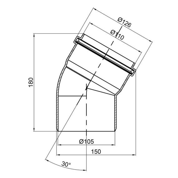 Колено PPR канализационное TA Sewage 110, 30° | Зображення 1