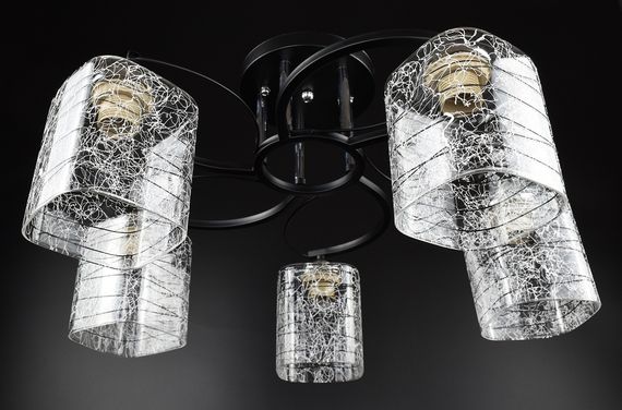 Люстра стельова на 5 лампочок 26942 Чорний 27х50х50 см. | Зображення 1