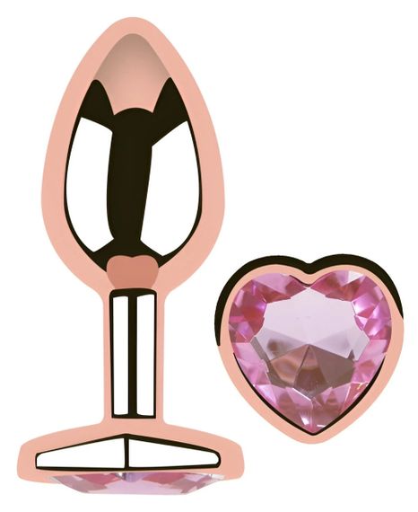 Анальна пробка EGZO Rose Gold Heart Plug S з рожевим кристалом, сталева Sex Aura | Зображення 1