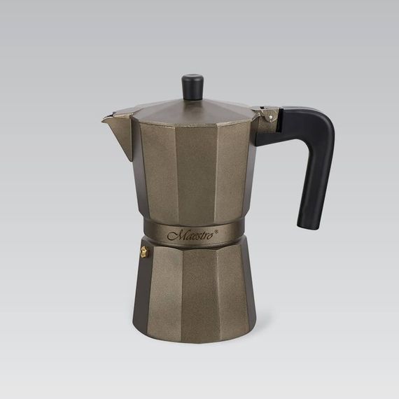 Кофеварка гейзерная алюминиевая Maestro MR-1666-6 BROWN, 300 мл (на 6 чашек), для дома и офиса