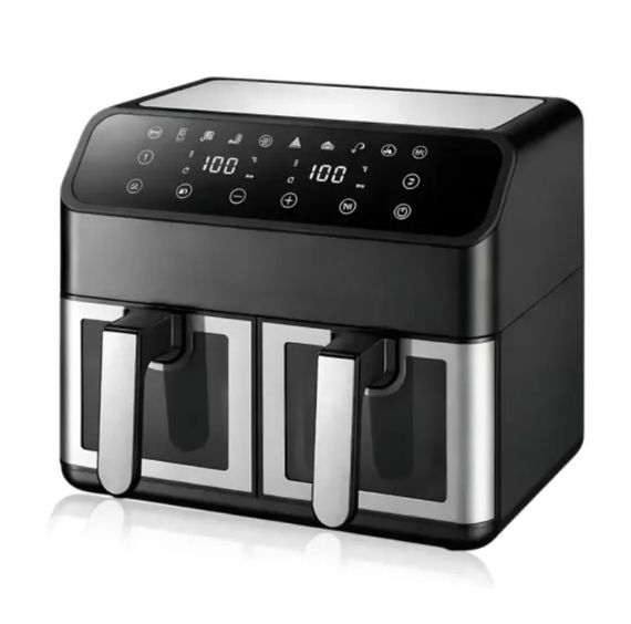 Аэрофритюрница Domotec MS-3226 air fryer 2 отсека общий объем 13 литров с дисплеем 4800 Вт Черный | Зображення 1