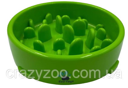 Миска для повільного годування для собак EcoToys пластикова салатова Ø 20х4.5 см 6877 | Зображення 5