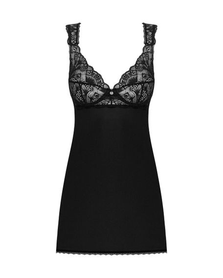 Сорочка бебі-дол з мереживом на грудях Obsessive Donna Dream babydoll M/L Black, стрінги sexstyle | Зображення 2