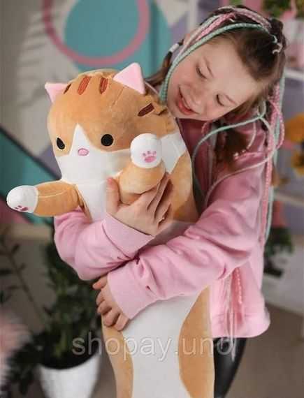 Мягкая игрушка обнимашка Кот Батон 150 см рыжий • Большая игрушка-подушка антистресс длинный кот для сна и отдыха | Зображення 3