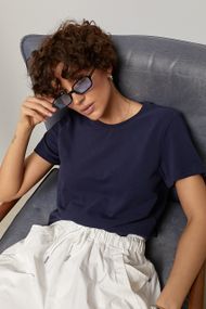 Однотонна трикотажна футболка - темно-синій цвет, ONE SIZE (є розміри)