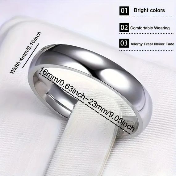 Серебристое обручальное кольцо из титановой стали 4 мм Liresmina Jewelry размер 19 | Зображення 4