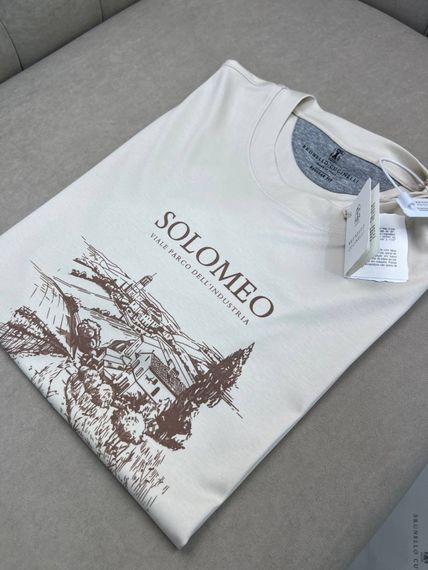 Футболка чоловіча Brunello Cucinelli білого кольору з принтом Solomeo f713 | Зображення 6