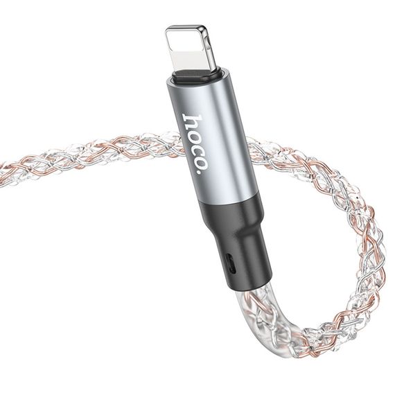 Дата кабель Hoco U112 Shine 2.4A USB to Lightning (1m) Gray | Зображення 5
