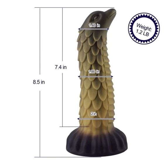 Фалоімітатор для секс-машин Hismith 8.5″ Squama Beast Silicone Dildo Monster Series, KlicLok | Зображення 1