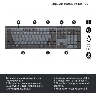 Клавиатура Logitech MX Mechanical Wireless Illuminated Performance UA Graphite (920-010759) | Зображення 5