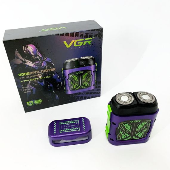 Портативна чоловіча бритва на акумуляторі VGR V-344, Чоловіча вологостійка електробритва UX-24 | Зображення 1