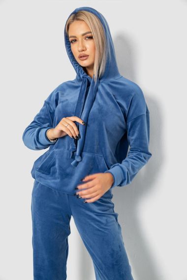 Спорт костюм жіночий велюровий, колір джинс, 241R060 | Зображення 3