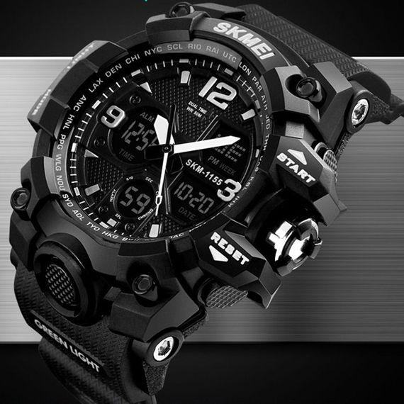 Чоловічий годинник Skmei 1155 Black | Зображення 1