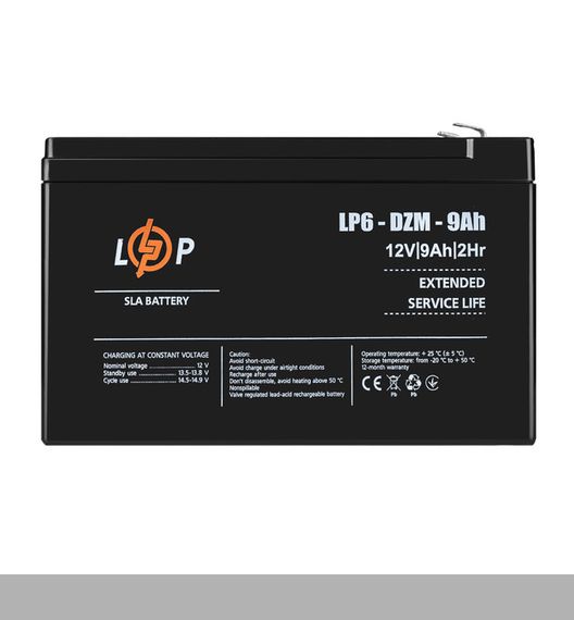 Акумулятор свинцево-кислотний 12V, 9Ah, стабільне енергозабезпечення LP 6-DZM-9 (345604434_1161)