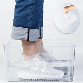 Силиконовые водонепроницаемые чехлы-бахилы для обуви от дождя и грязи, размер M Белые