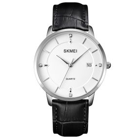 Чоловічий годинник Skmei 1801LSIWT Silver-Black White Leather