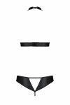Комплект відкритий топ та трусики з екошкіри з люверсами Passion MALWIA SET with Open Bra L/XL black Sex Aura | Зображення 3