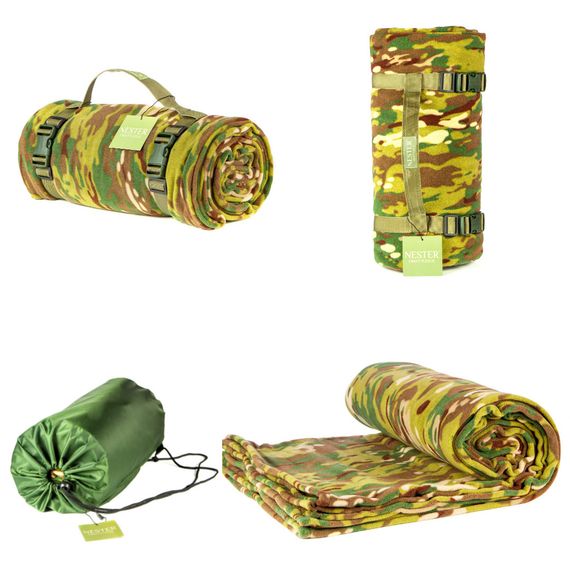 Флісова ковдра Nester Multicam Case 150*200 - плед для військових з чохлом | Зображення 8
