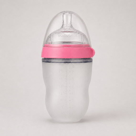 Антиколікова пляшечка для годування Comotomo Baby Bottle 250 мл, силіконова пляшечка 3–6 міс, рожева | Зображення 1
