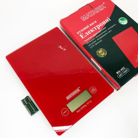 Весы кухонные MATARIX MX-402 5 кг с дисплеем, Кухонные весы для продуктов домашние. Цвет: красный | Зображення 5