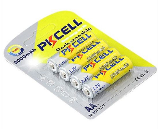 Акумулятор PKCELL 1.2V AA 2000mAh NiMH Rechargeable Battery, 4 штуки в блістері ціна за блістер, Q12