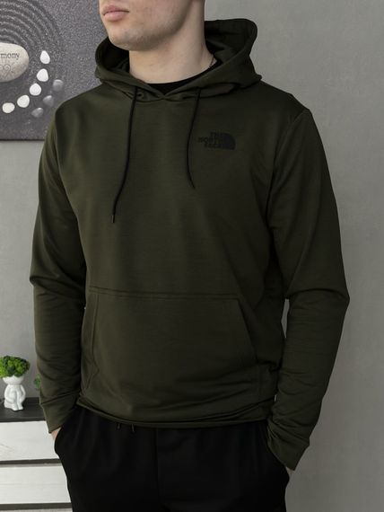 Комплект 3 в 1 Демісезонний спортивний костюм TNF худі хакі + чорні штани (двонитка) + Футболка чорна TNF | Зображення 2