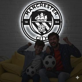 Панно декоративна картина на стіну Manchester City LED підсвітка 600х600 acr-p000090